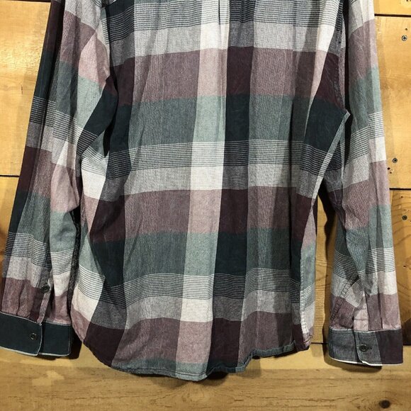 Prana Flannel Plaid Button Down Long Sleeve Shirt Mens Size XL Casual Red Black - Picture 10 of 11